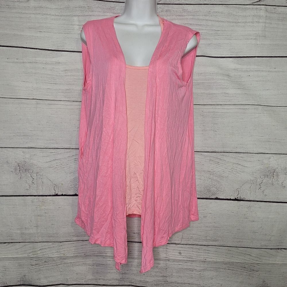 Women's 2 Piece Outfit Tank Top and Sleeveless Cardigan Large